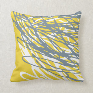 Abstract design in grey and yellow throw pillow