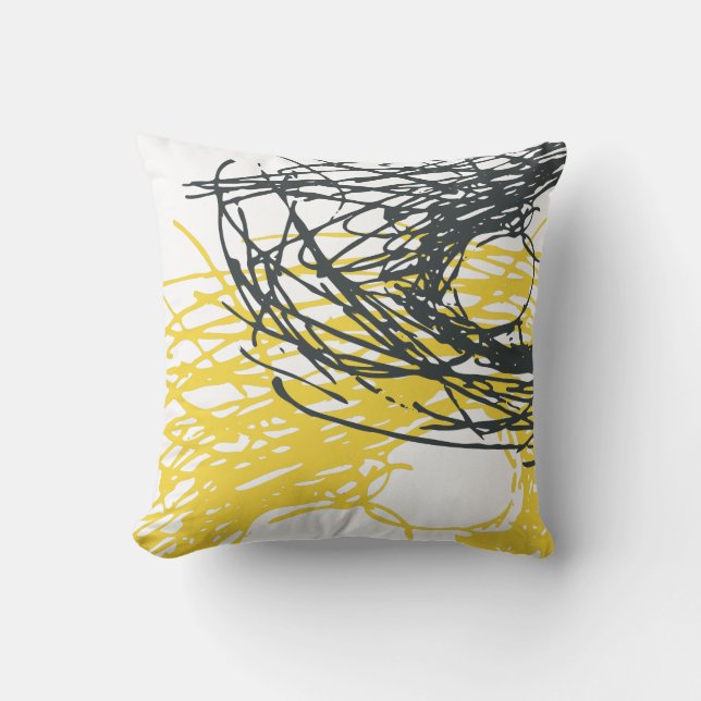 Abstract design in white and yellow throw pillow (Front)