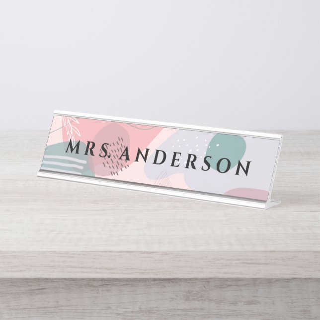 Abstract Design | Kindergarten Teacher Desk Name Desk Name Plate (Front)