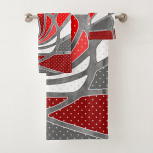 Abstract design, modern painting, spiral shapes bath towel set