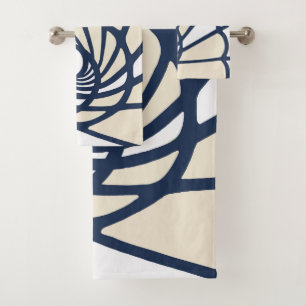 Abstract design, modern painting, spiral shapes bath towel set