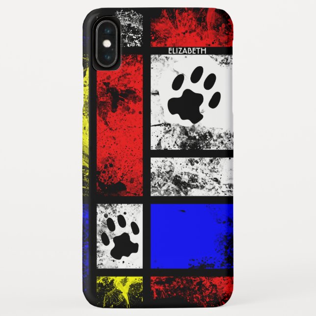 Abstract Design Mondrian Inspired With Cat Paws Case-Mate iPhone Case (Back)