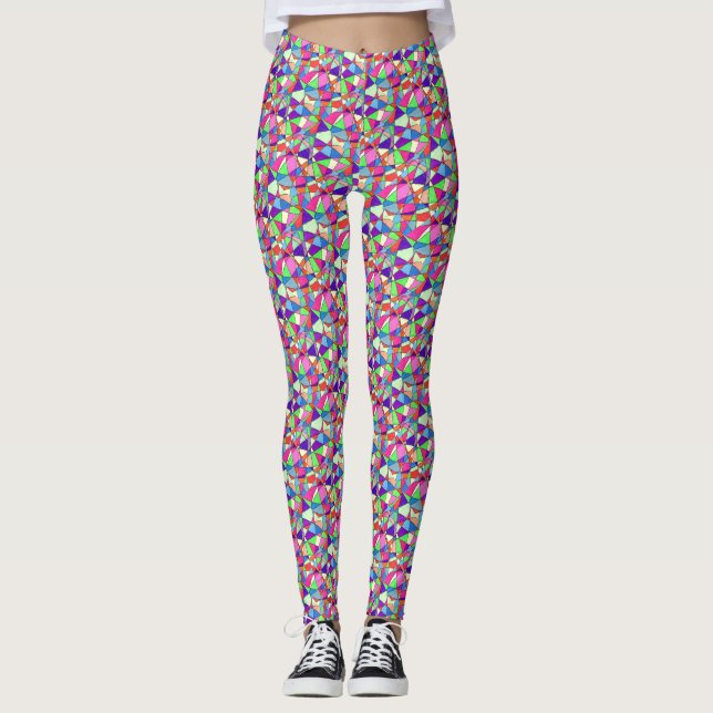 Abstract design numerous small multi-coloured cell leggings (Front)