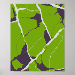 Abstract Design of a Fractured Green Surface Poster