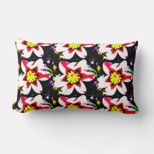 abstract design of bright and colourful flowers lumbar pillow