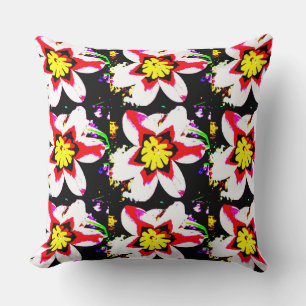 abstract design of bright and colourful flowers throw pillow