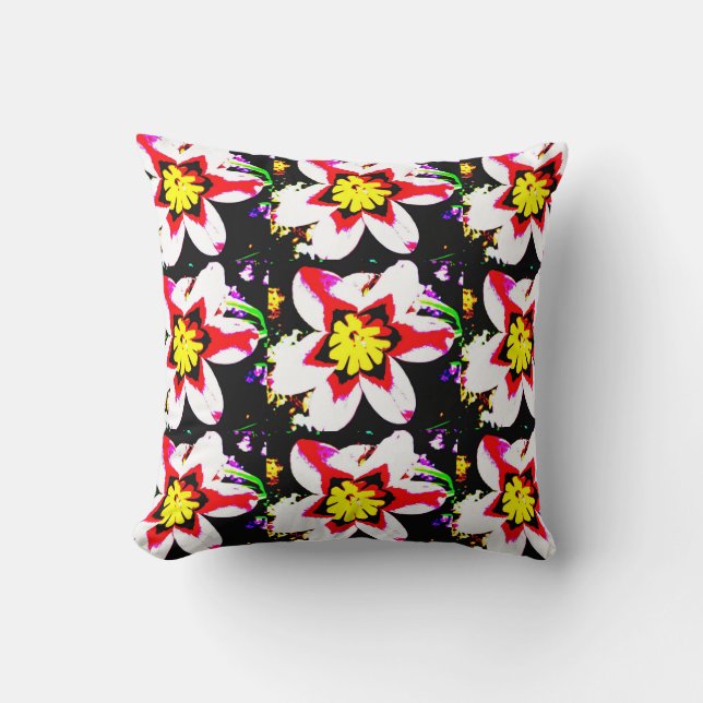 abstract design of bright and colourful flowers throw pillow (Front)