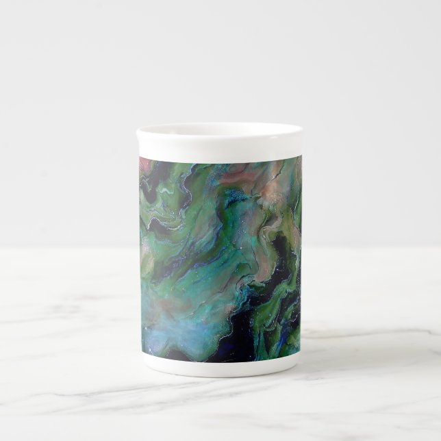 Abstract Design of Swirling Vibrant Colors Bone China Mug (Front)