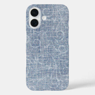 Abstract Design On  Faded Denim iPhone 16 Case
