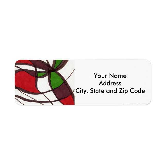 Abstract design return address label, flying fish. (Front)