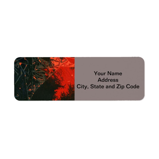Abstract design return address label, swamp fire. (Front)