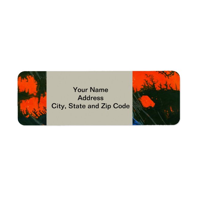 Abstract design return address label, swamp fire. (Front)