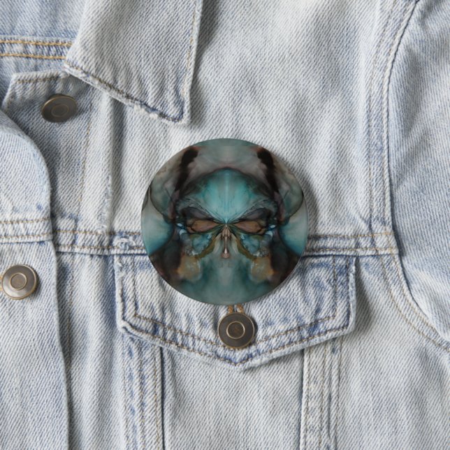 Abstract Design Scary Viking Mask   3 Inch Round Button (In Situ)
