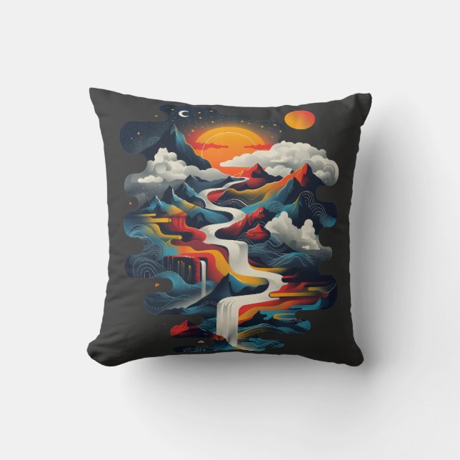 Abstract design, surreal landscape throw pillow (Front)