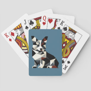 Abstract Design Tricolor Corgi Playing Cards