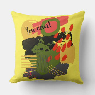 Abstract design with shapes circle lines colorful throw pillow