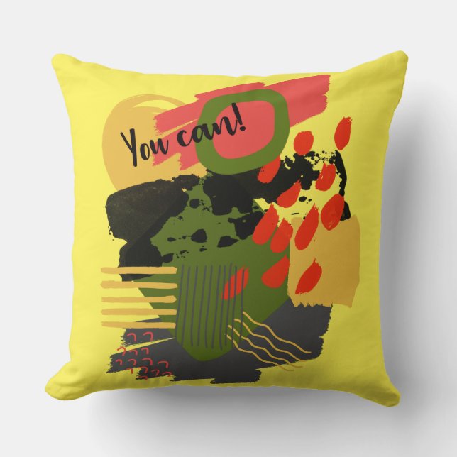 Abstract design with shapes circle lines colorful throw pillow (Front)