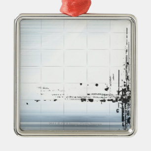 Abstract designs on grid metal ornament