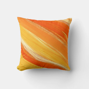 Abstract Diagonal Orange and Yellow Stripes Throw Pillow