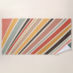Abstract diagonal retro style stripes beach towel