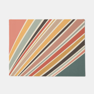 Abstract diagonal retro style stripes doormat