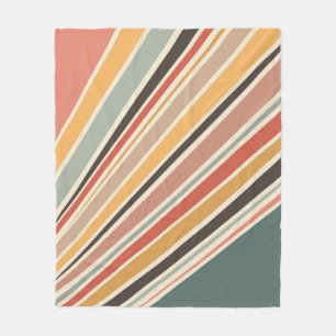 Abstract diagonal retro style stripes fleece blanket
