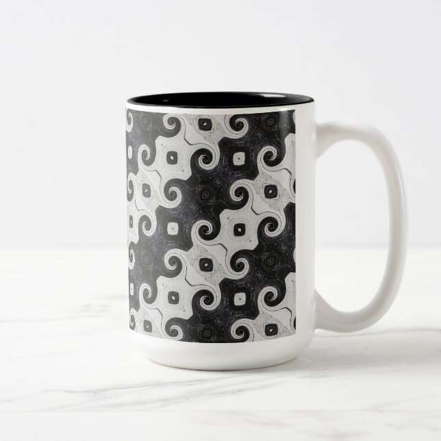Abstract Diamond Eye Curls Pattern Mug (Right)