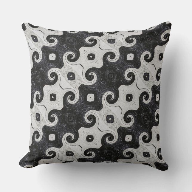Abstract Diamond Eye Curls Pattern Throw Pillow (Front)