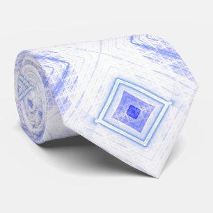 Abstract Diamond Light Blue Fractal Pattern Tie
