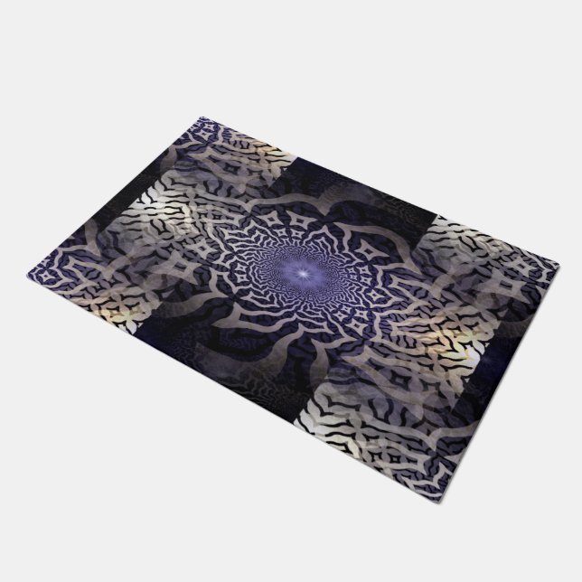 Abstract Digital Art - Decor black violet Doormat (Angled)