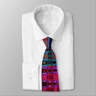 Abstract Digital Art Funky Sine Waves Tie