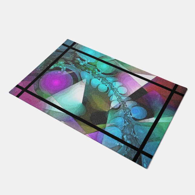 Abstract Digital Art - Modern Arabesque Doormat (Angled)