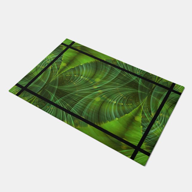 Abstract Digital Art - Time Tunnel green Doormat (Angled)