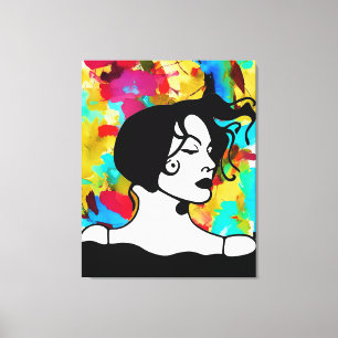  Abstract Digital Art Vibrant Lady of Colours  Canvas Print