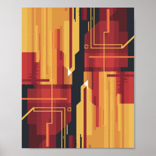 Abstract Digital artwork with Red & Yellow Tones Poster