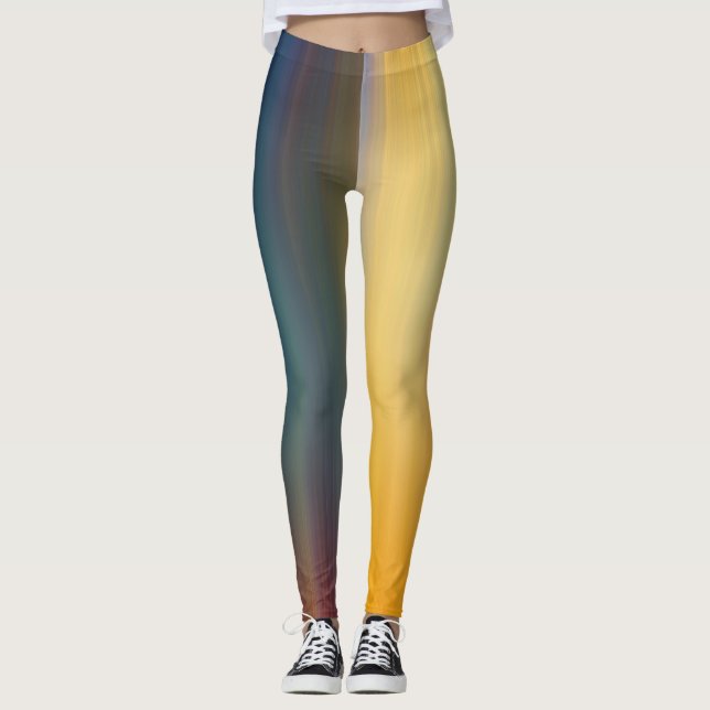 Abstract Digital Bi-colour Gradient Art Leggings (Front)