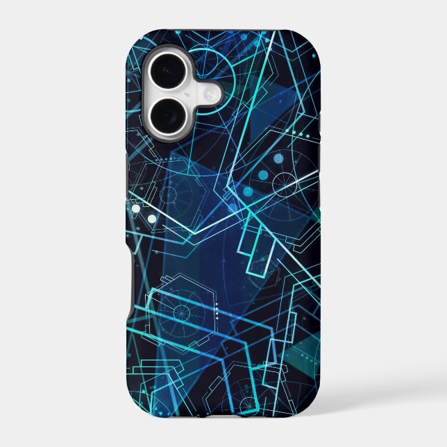 Abstract Digital Geometric Data Blue Art (Back)