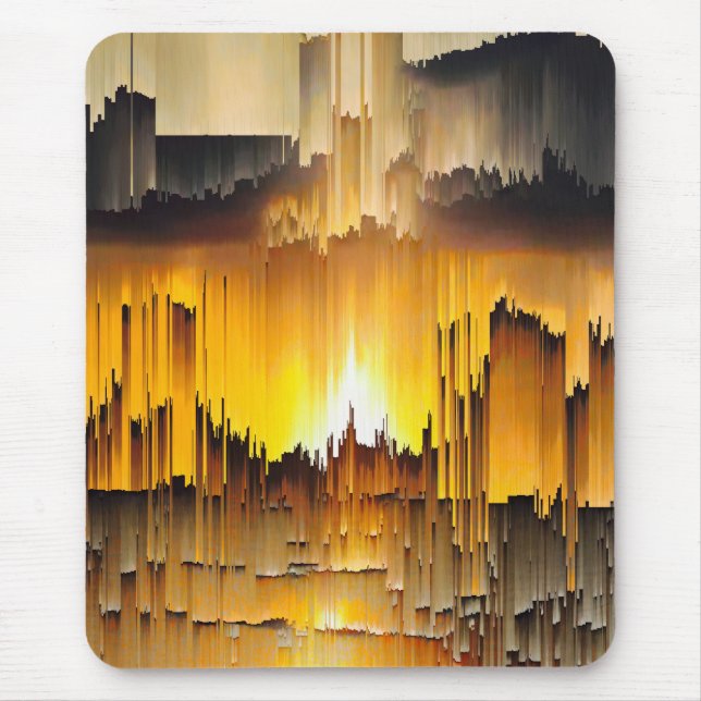 Abstract Digital Glitch Sunset Mouse Pad (Front)