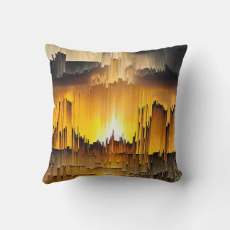 Abstract Digital Glitch Sunset Throw Pillow