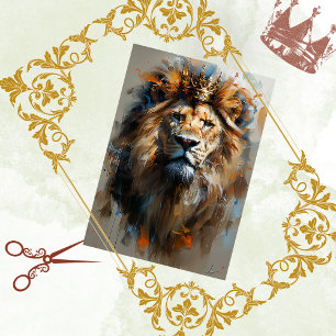 Abstract Digital Lion Painted Decoupage Tissue Paper