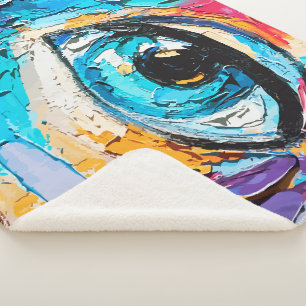 Abstract Digital Oil Painting of Beautiful Eyes Sherpa Blanket