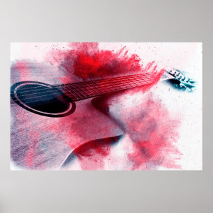 Abstract digital painting of guitarart, abstract,  poster