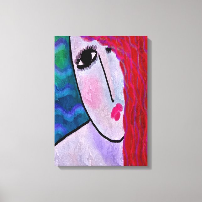 Abstract Digital Portrait of a Red Haired Woman Canvas Print (Front)