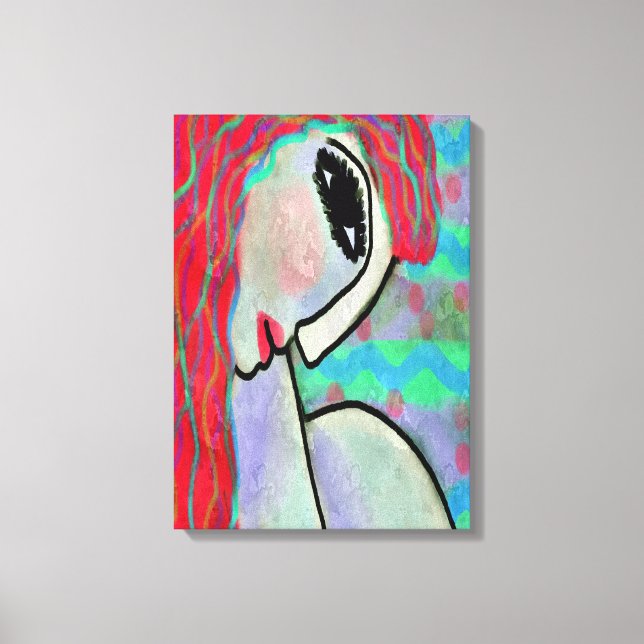 Abstract Digital Portrait of a Red Head Canvas Print (Front)
