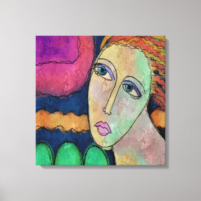 Abstract Digital Portrait of a Woman Canvas Print (Front)