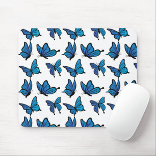 Abstract Digital Seamless Blue Butterflies Mouse Pad