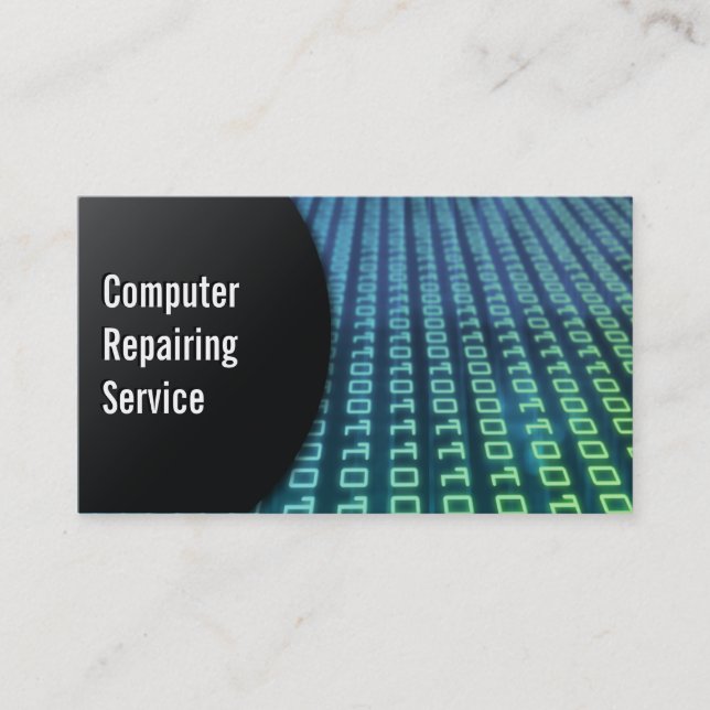 Abstract Digits Computer Repairing Business Card (Front)