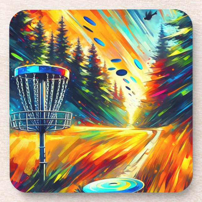 Abstract Disc Golf Art Coaster (Front)