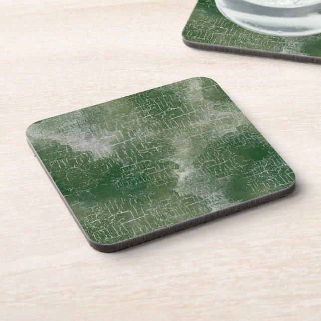 Abstract Distressed Grunge, Pine Green Coaster Set (Left Side)