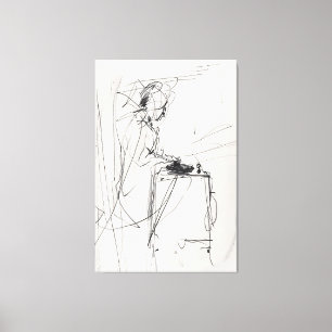 Abstract DJ Portrait Vintage Sketch - Premium Canvas Print